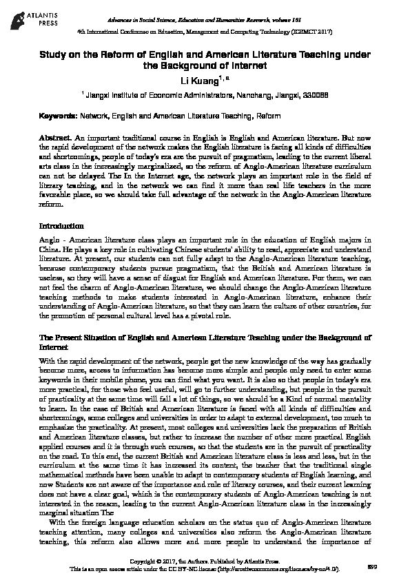 Study on the Reform of English and American Literature Teaching