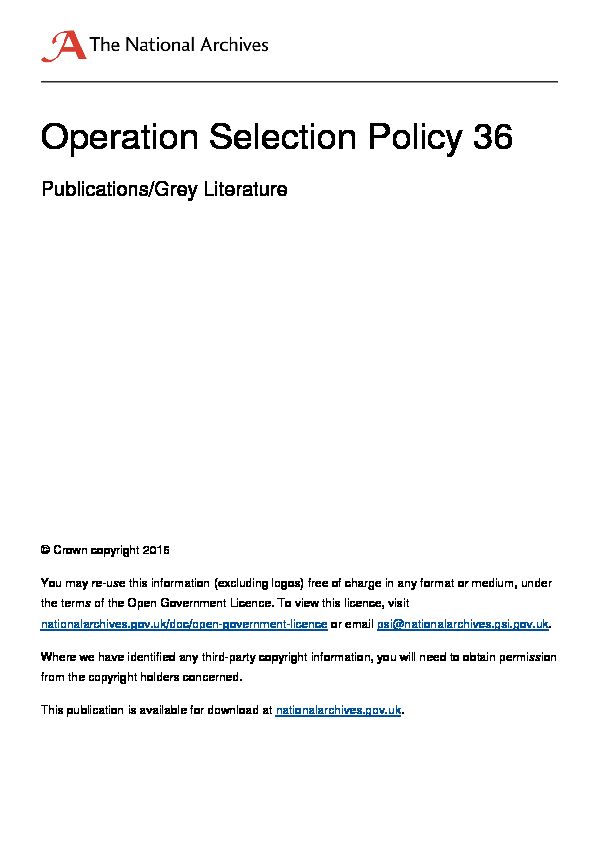 Operation Selection Policy 36 - Publications/Grey Literature
