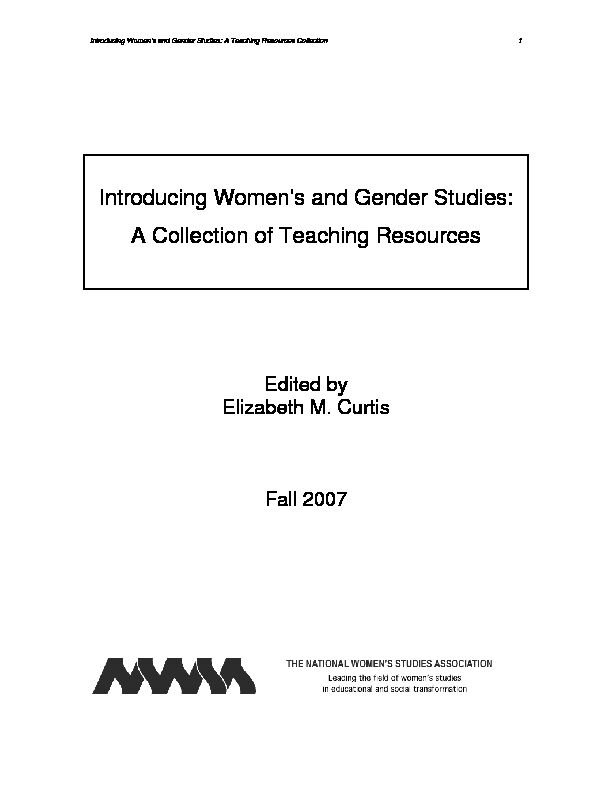 Introducing Women's and Gender Studies: A Collection of Teaching