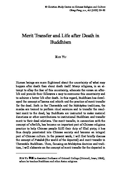 Merit Transfer and Life after Death in Buddhism