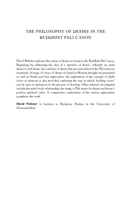 [PDF] THE PHILOSOPHY OF DESIRE IN THE BUDDHIST PALI  - OAPEN