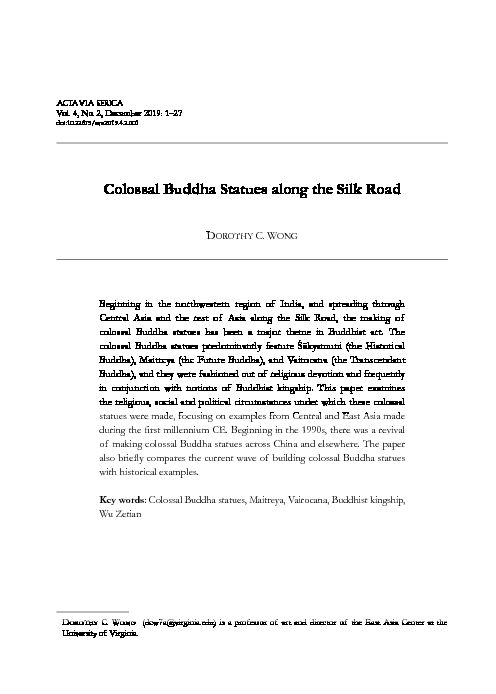 Colossal Buddha Statues along the Silk Road - Korea Science