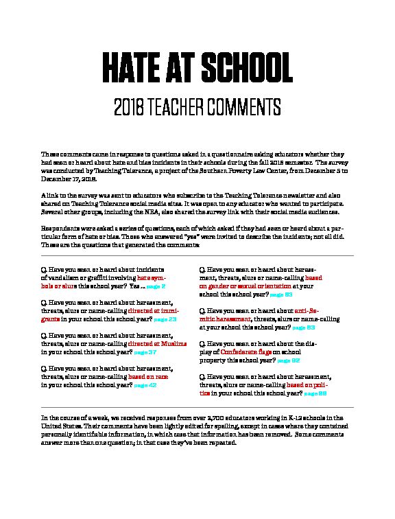 [PDF] HATE AT SCHOOL - Learning for Justice