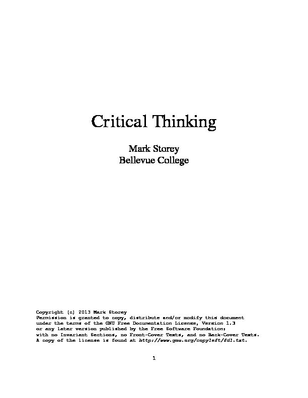 [PDF] Critical Thinking  Bellevue College