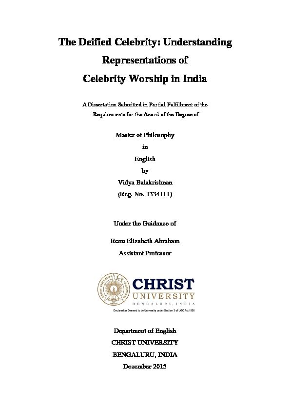 [PDF] Understanding Representations of Celebrity Worship in India