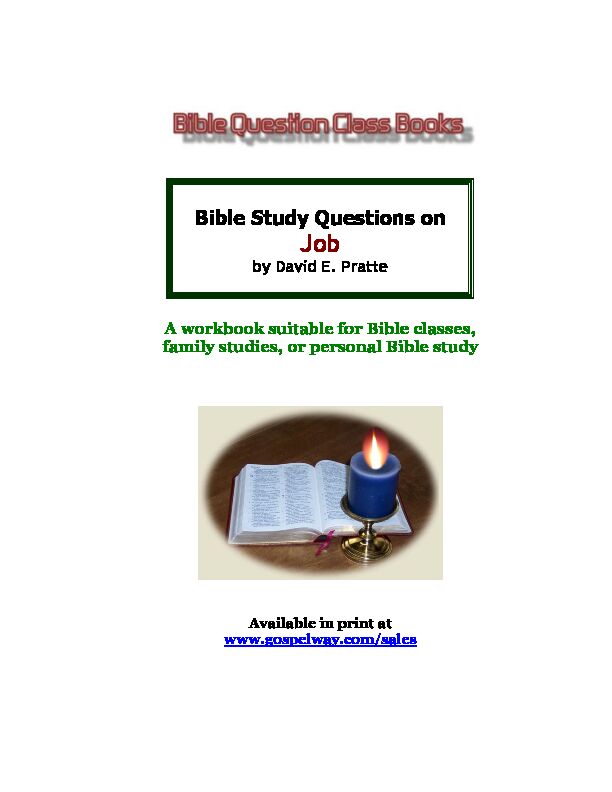[PDF] Job - Bible study questions, class book, workbook, assignments, and