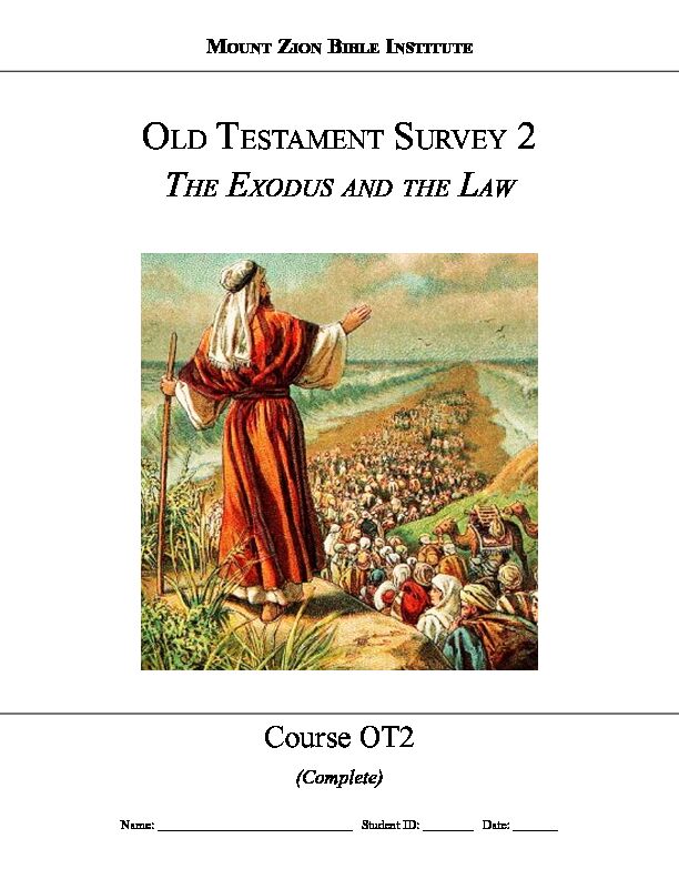 [PDF] Old Testament Survey 2 The Exodus and the Law Study Guide