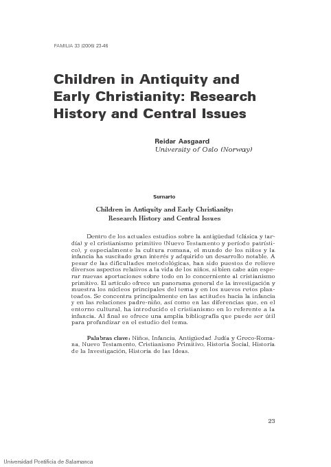[PDF] Children in Antiquity and Early Christianity: Research  - CORE