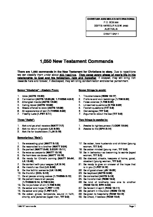 [PDF] 1,050 New Testament Commands - ABC