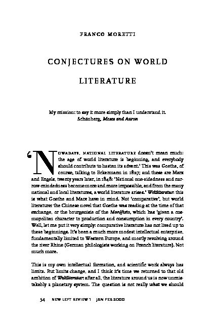 [PDF] Conjectures on World Literature - University of Warwick