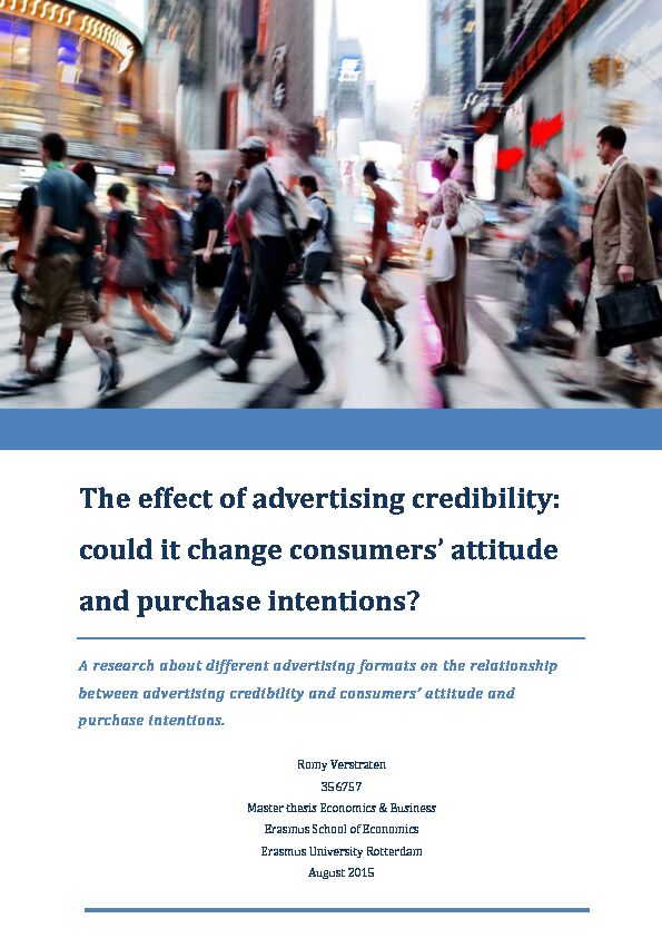 [PDF] The effect of advertising credibility - Erasmus University Thesis