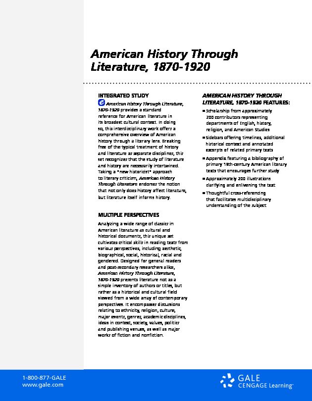 [PDF] American History Through Literature, 1870-1920 - Cengage
