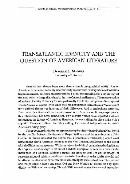 [PDF] TRANSATLANTIC IDENTITY AND THE QUESTION OF AMERICAN