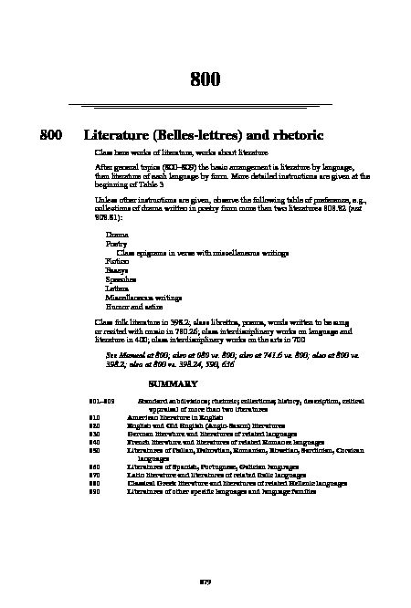 800 Literature (Belles-lettres) and rhetoric