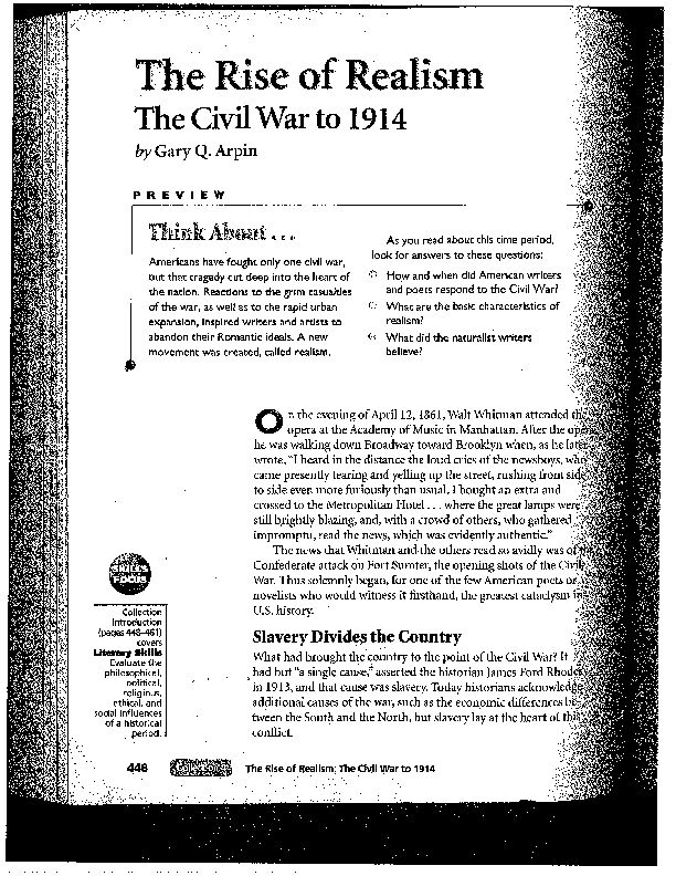 [PDF] The Rise of Realism - The Civil War to 1914