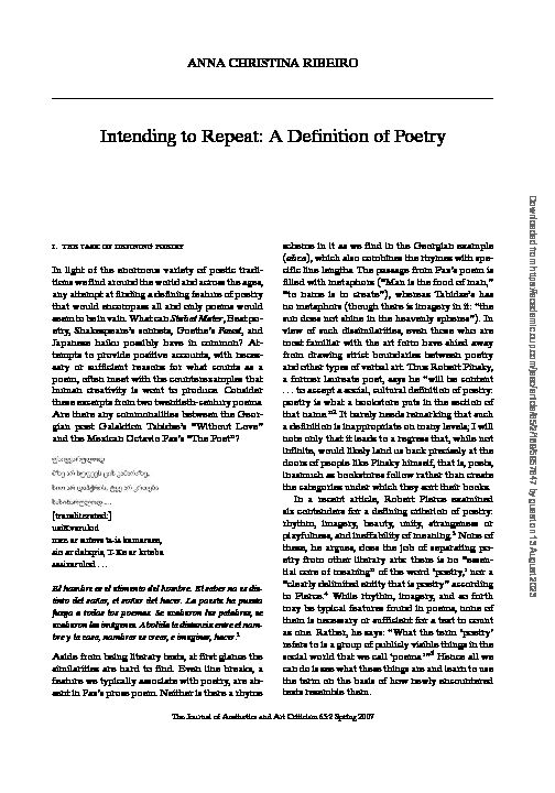 Intending to Repeat: A Definition of Poetry - Oxford Academic
