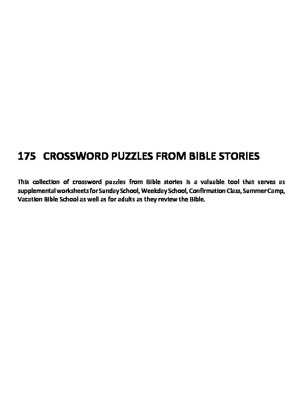 [PDF] 175 CROSSWORD PUZZLES FROM BIBLE STORIES