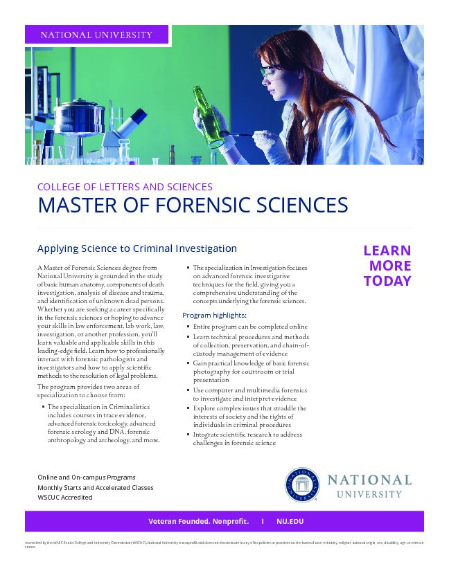 [PDF] MASTER OF FORENSIC SCIENCES - National University