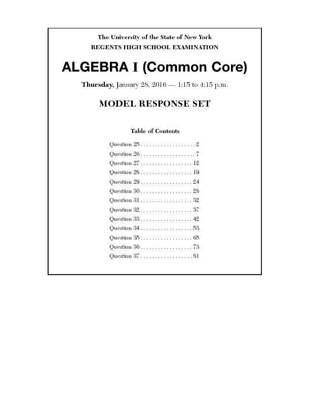 ALGEBRA I (Common Core)