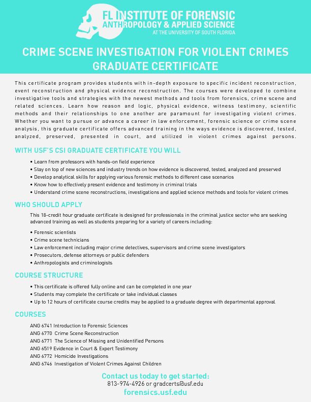 [PDF] CRIME SCENE INVESTIGATION FOR VIOLENT CRIMES
