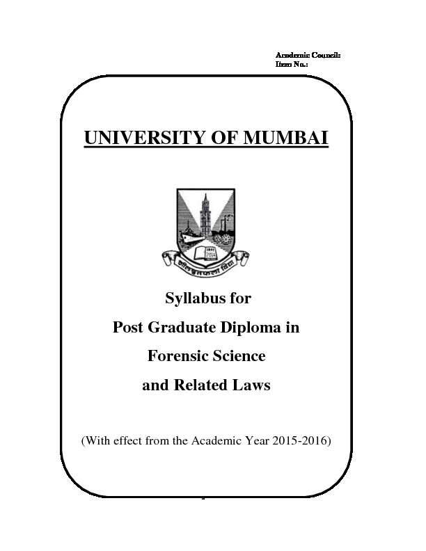 [PDF] UNIVERSITY OF MUMBAI Syllabus for Post Graduate Diploma in