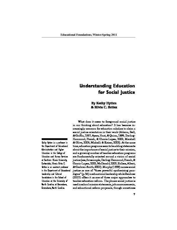 [PDF] Understanding Education for Social Justice - ERIC