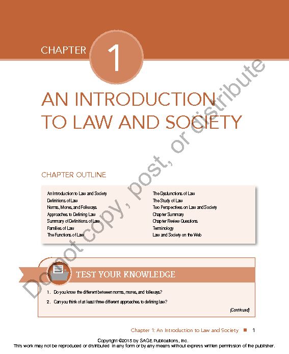 Chapter 1: An Introduction to Law and Society - Sage Publications