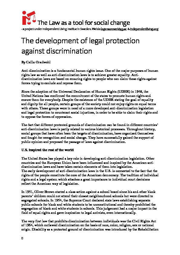 [PDF] The development of legal protection against discrimination