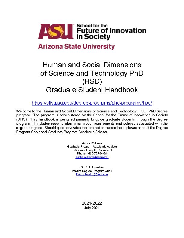 [PDF] Human and Social Dimensions of Science and Technology PhD