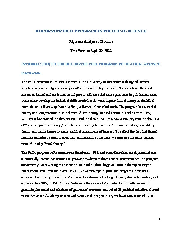 [PDF] Rochester PhD Program in Political Science
