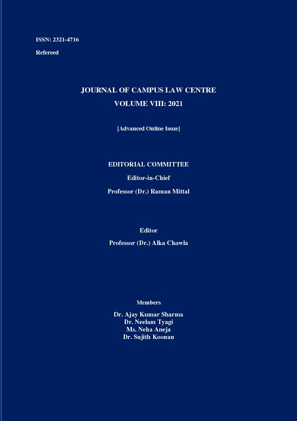 [PDF] JOURNAL OF CAMPUS LAW CENTRE VOLUME VIII: 2021