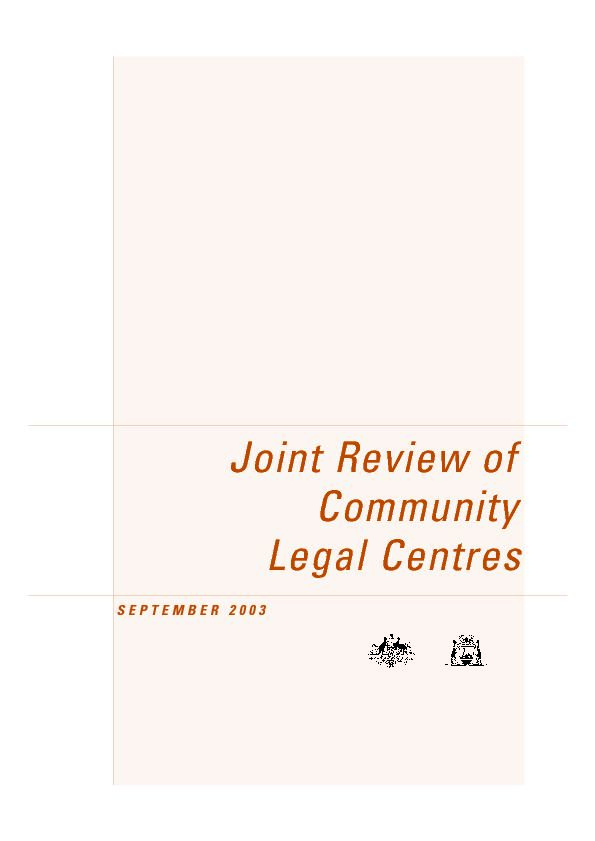 [PDF] Joint Review of Community Legal Centres