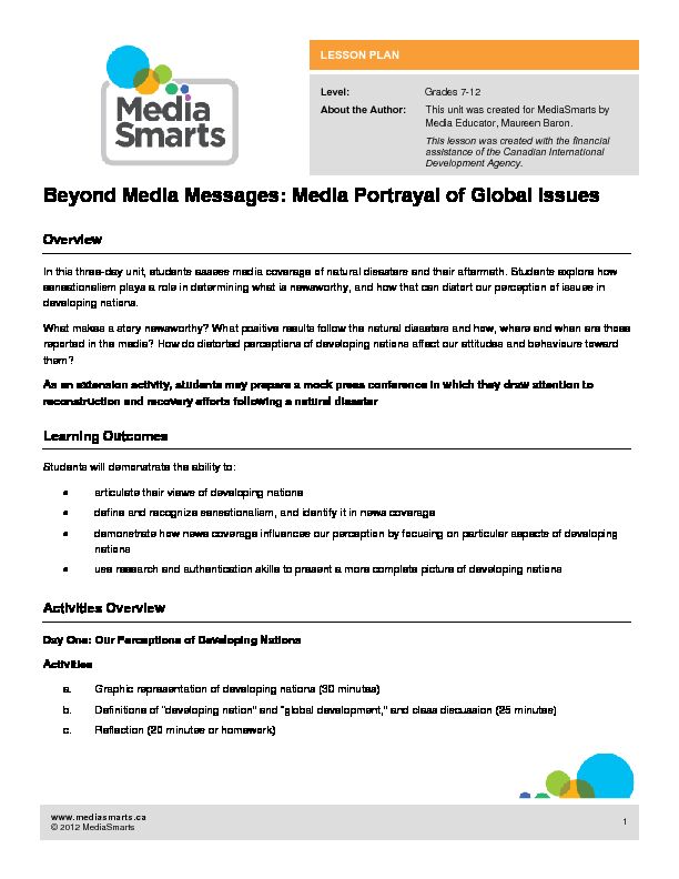 [PDF] Beyond Media Messages: Media Portrayal of Global Issues