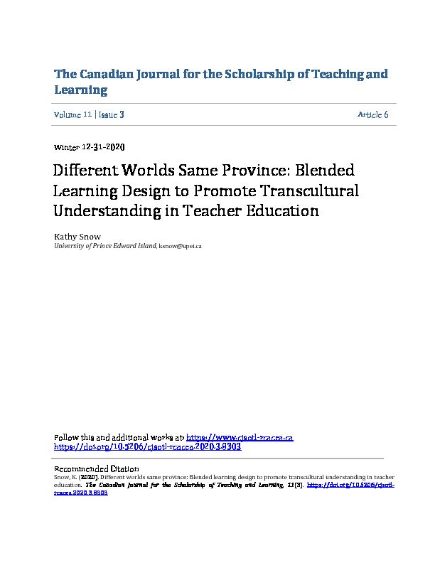 [PDF] Blended Learning Design to Promote Transcultural Understanding