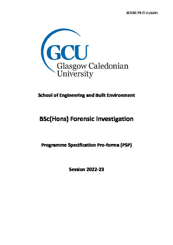 BSc(Hons) Forensic Investigation - Glasgow Caledonian University
