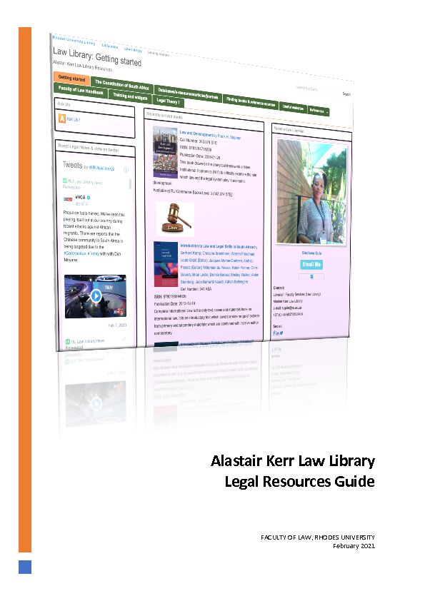 [PDF] Alastair Kerr Law Library Legal Resources Guide - Rhodes University