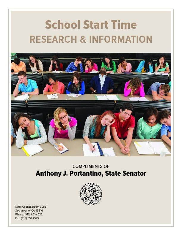 [PDF] School Start Time research & information - Anthony Portantino - CA
