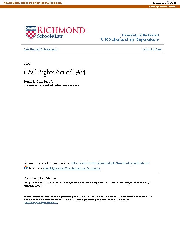 Civil Rights Act of 1964 - CORE
