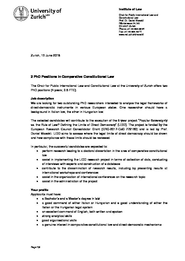 [PDF] 2 PhD Positions in Comparative Constitutional Law