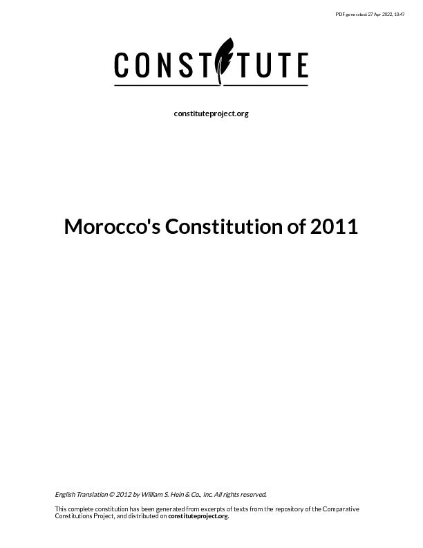 [PDF] Moroccos Constitution of 2011 - Constitute Project