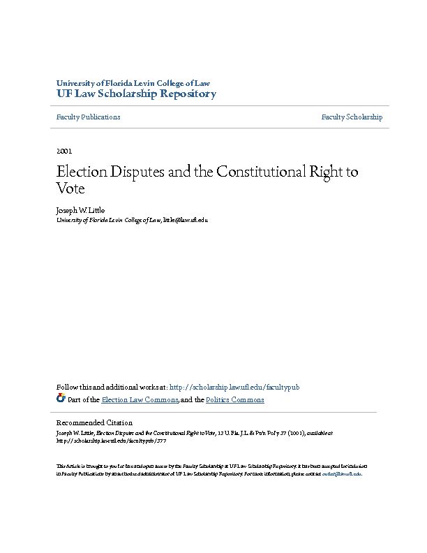 [PDF] Election Disputes and the Constitutional Right to Vote - CORE