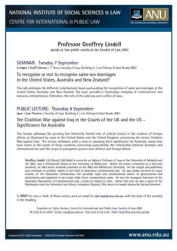 [PDF] Professor Geoffrey Lindell - ANU College of Law