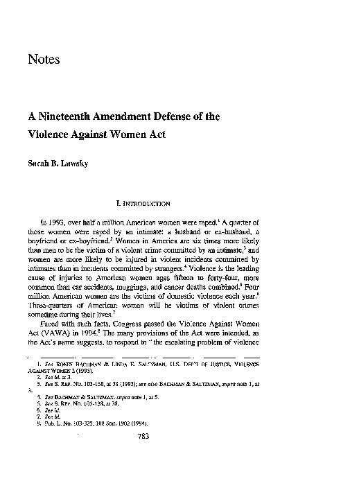 A Nineteenth Amendment Defense of the Violence against Women Act