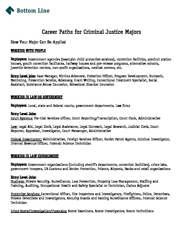 Career Paths for Criminal Justice Majors - Bottom Line