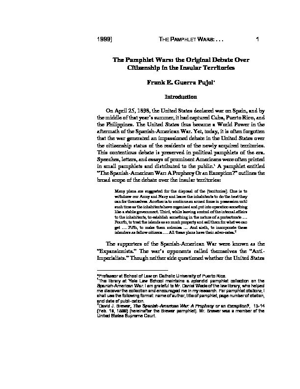 [PDF] the Original Debate Over Citizenship in the Insular Territories