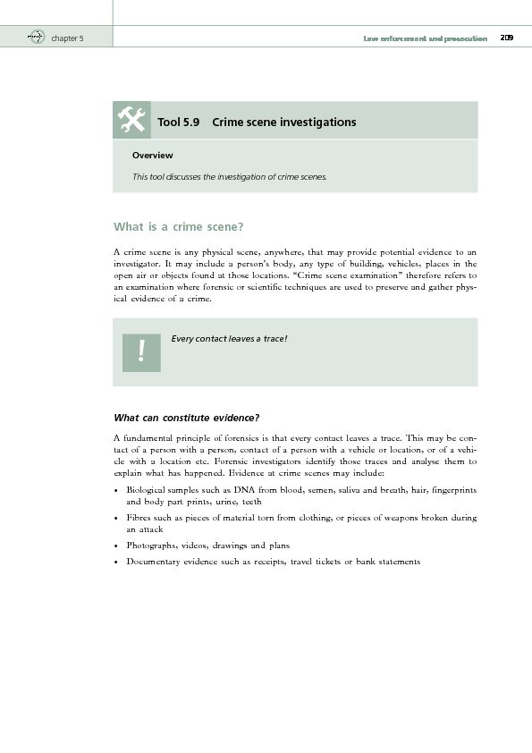 [PDF] What is a crime scene? Tool 59 Crime scene investigations