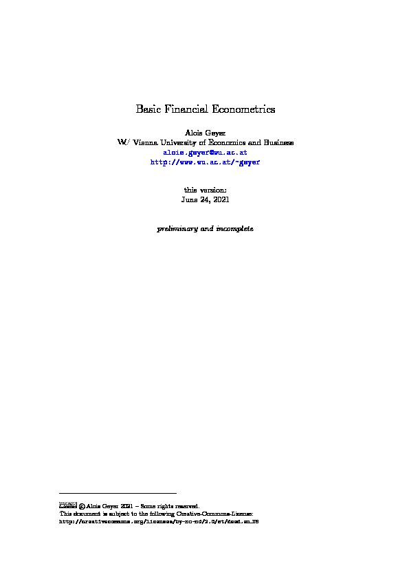 [PDF] Basic Financial Econometrics