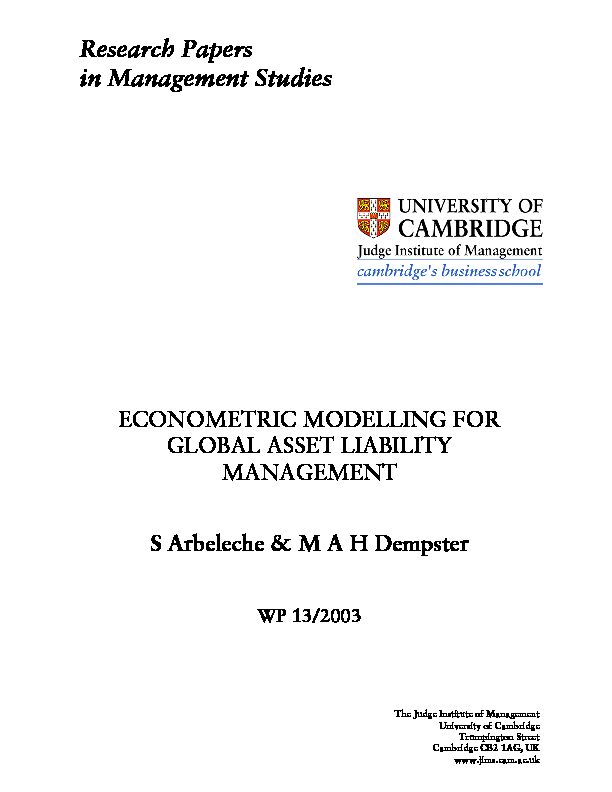 [PDF] PDF - Econometric Modelling for Global Asset Liability Management