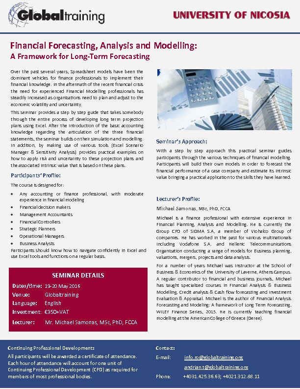 [PDF] Financial Forecasting, Analysis and Modelling: - Michael C Samonas