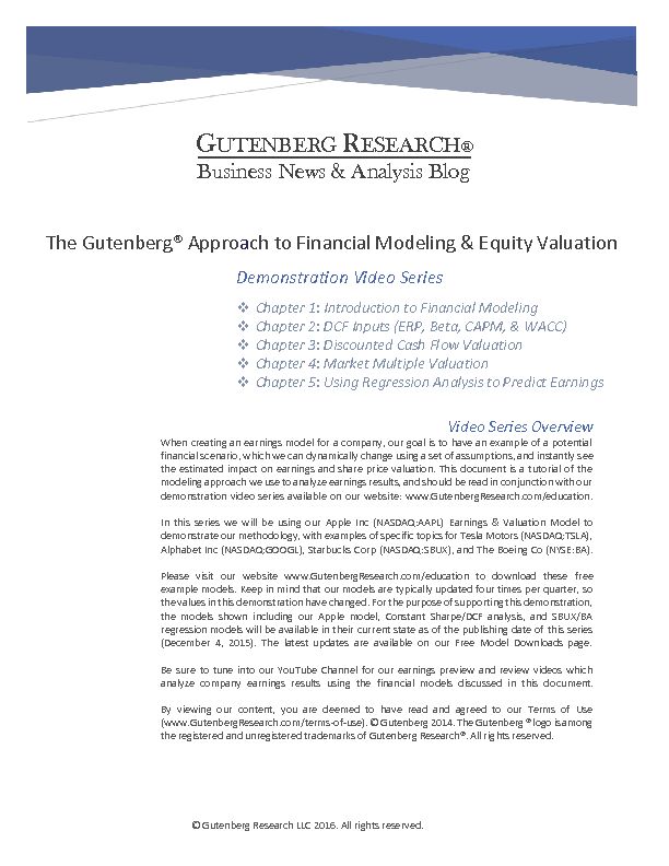 [PDF] Introduction to Financial Modeling - Gutenberg Research